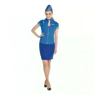 BNWT 4 Piece Halloween Costume  - Flight Attendant Stewardess Kit - Adult